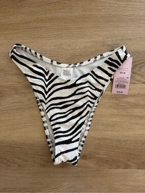 Wild Fable Black & White Zebra High-Cut Bikini Bottom